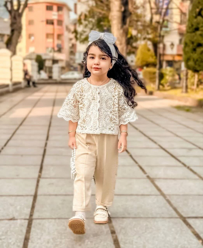 کت و شلوار دخترانه ، طرح گیپور، مناسب1 تا 8 سال