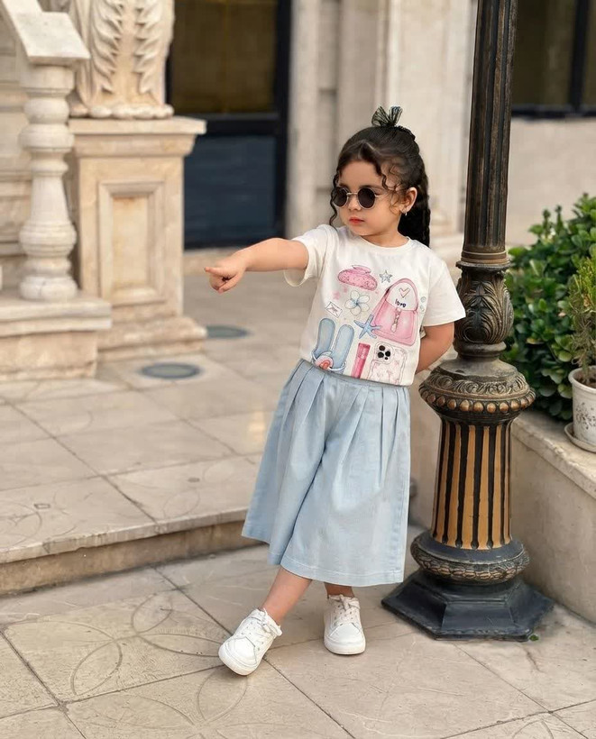 ست تیشرت شلوار دخترانه لنین کتان ،سایزبندی ۴۰ تا ۷۰